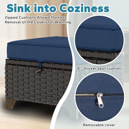 2 Piece Patio Furniture Set, Wicker Outdoor Conversation Set