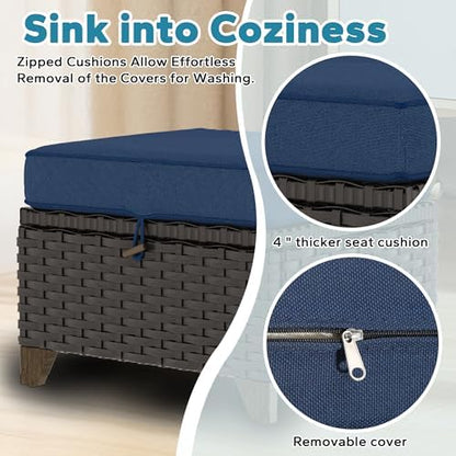 2 Piece Patio Furniture Set, Wicker Outdoor Conversation Set