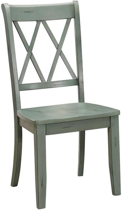 Lexicon Janina Dining Room Chairs Set of 2, Modern Farmhouse Dining Chairs Set of 2, Solid Wood, X Cross Back, for Traditional Modern Ranch Style Kitchen, Armless, Easy Assembly, Teal
