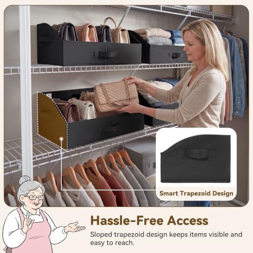 GRANNY SAYS Trapezoid Closet Storage Bins, Large, Black, 3-Pack