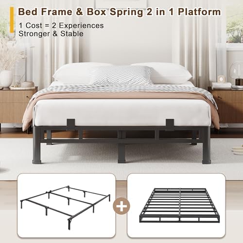 ROIL 10 Inch Queen Bed Frame Double Layer 2 in 1 Platform with Round Corner