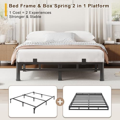 ROIL 10 Inch Queen Bed Frame Double Layer 2 in 1 Platform with Round Corner