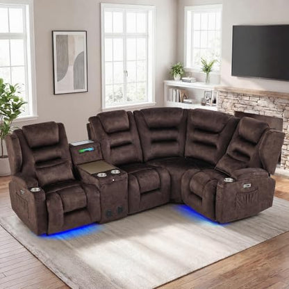 SAMERY Power Loveseat Recliner Sofa, Adjustable Headrests & Lift-Top Table