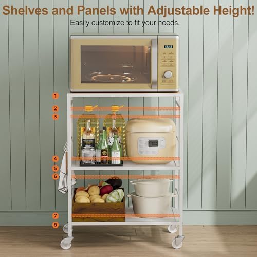 3 Tier Rolling Kitchen Microwave Cart, Utility Cart , Microwave Stand White