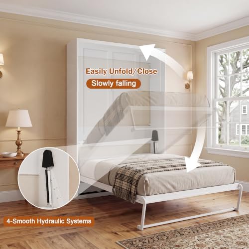 Olela Queen Murphy Bed, Space-Saving Wall Bed for Home Office & Guests
