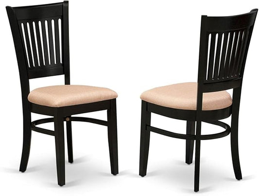 East West Furniture VAC-BLK-C Vancouver Dining Chairs - Linen Fabric Upholstered Wood Chairs, Set of 2, Black