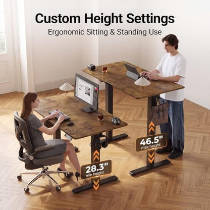 Claiks 55 x 24 Inch Rustic Brown Electric Standing Desk