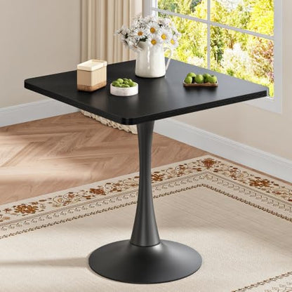 HOOBRO Dining Table, Square Dining Table for 2, 27.6" Dining Room Table for Small Spaces, Tulip Kitchen Table, Anti-Slip Heavy Base, Easy to Assemble, for Living Room, Kitchen, Black BB18CZ01