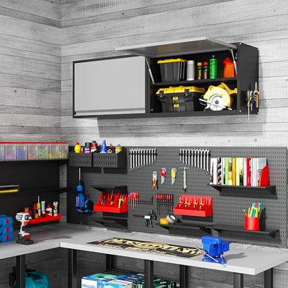 Garage Wall Cabinet, 19.7" H Metal Wall Cabinet with Up-Flip Door