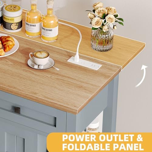 DWVO Rolling Kitchen Island with Drop Leaf