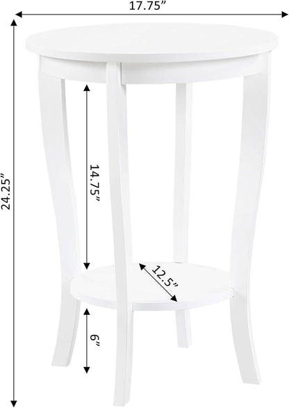 Convenience Concepts American Heritage Round End Table, White