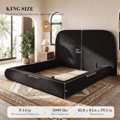 YITAHOME King Size Bed Frame,Soft Cloud Bed with Footboard, Rounded Corners