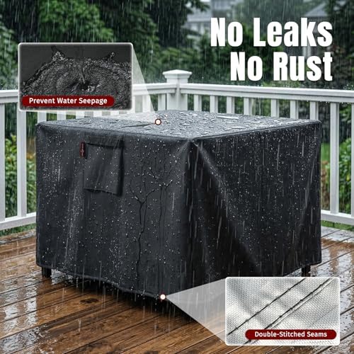 SHINESTAR Fire Pit Cover Square, Heavy-Duty Ripstop & Waterproof Outdoor Fire Pit Table Cover, Fits 24-28 inch Square Fire Pits with Windproof Drawstring and Buckles, 28 x 28 x 25 Inches