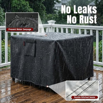 SHINESTAR Fire Pit Cover Square, Heavy-Duty Ripstop & Waterproof Outdoor Fire Pit Table Cover, Fits 24-28 inch Square Fire Pits with Windproof Drawstring and Buckles, 28 x 28 x 25 Inches