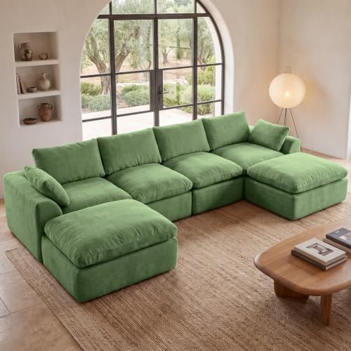 138" Boneless Cloud Couch, U Shaped Sectional Sofa for Living Room