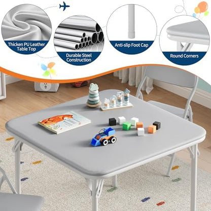 GarveeHome 5-Piece Kids Folding Table and Chairs Set, Activity Table Set