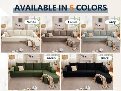 135" Cloud Sectional Couch with L-Shape Chaise, Modern Cloud Couch with Deep Seat, Modular Sectional Couches for Living Room, Apartment, Office, No Assembly Required Camel
