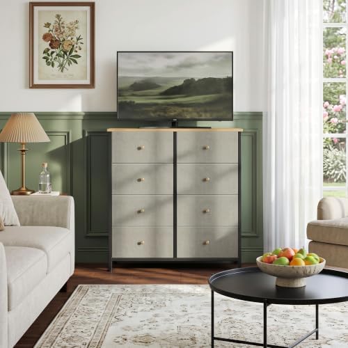 8 Drawer Dresser for Bedroom, Fabric Storage Drawer Unit