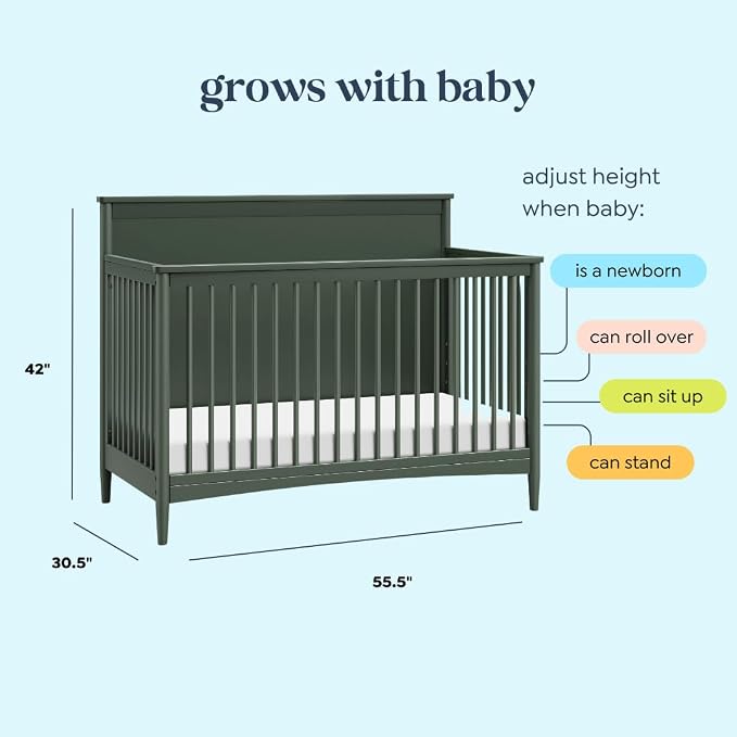 Davinci Frem 4-in-1 Convertible Crib in Forest Green, GREENGUARD Gold Certified