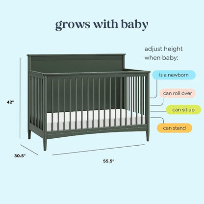 Davinci Frem 4-in-1 Convertible Crib in Forest Green, GREENGUARD Gold Certified
