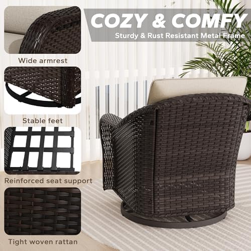 5 Piece Patio Furniture Set, Wicker Outdoor Conversation Set