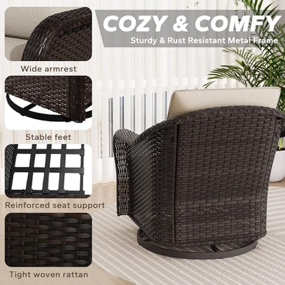 5 Piece Patio Furniture Set, Wicker Outdoor Conversation Set