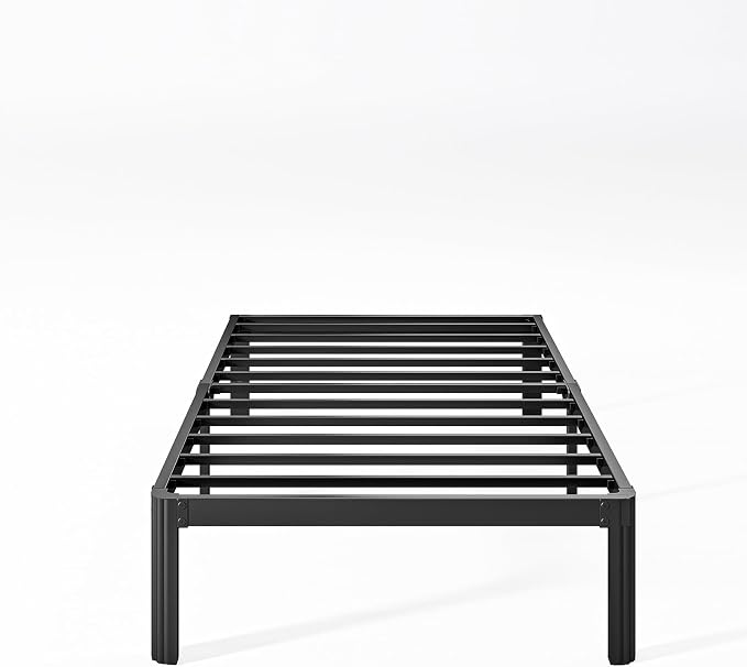 12 Inch High Platform Twin Bed Frame No Box Spring Needed, Metal Bed Frame Twin, Noise Free, Easy Assembly, Heavy Duty, Black