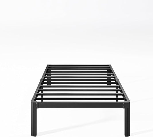 12 Inch High Platform Twin Bed Frame No Box Spring Needed, Metal Bed Frame Twin, Noise Free, Easy Assembly, Heavy Duty, Black
