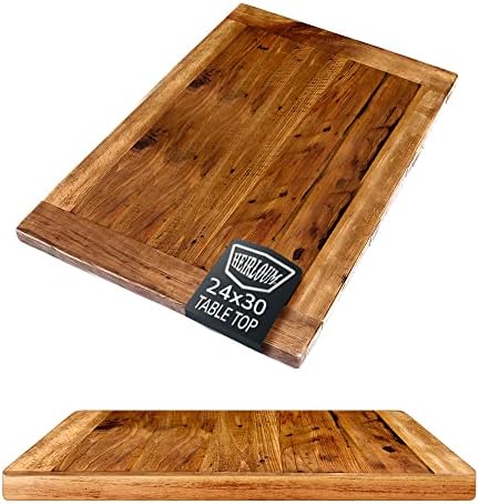 Reclaimed Wood Table Top - Rustic Recycled Solid Wooden Piece Perfect for Signs, Counters, Kitchens Table Tops (Reclaimed Wood Tabletop with Breadboard Ends, 24" x 30")