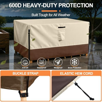 Smiry Waterproof Patio Furniture Cover 136L x 74W x 28H, Beige & Brown