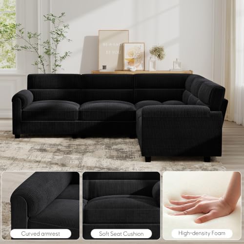 Bonzy Home Modular Sectional couches for Living Room, L Shaped Sofa, Black