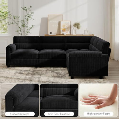 Bonzy Home Modular Sectional couches for Living Room, L Shaped Sofa, Black