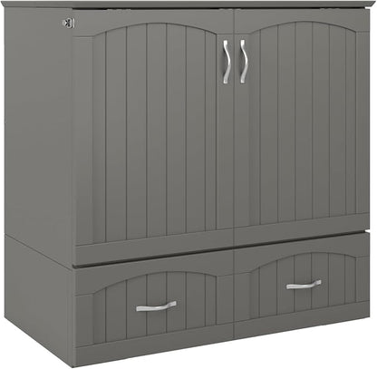 AFI, Southampton Murphy Bed Chest Twin XL with 6" Mattress, Storage Drawer & Built-in USB Charger, Grey