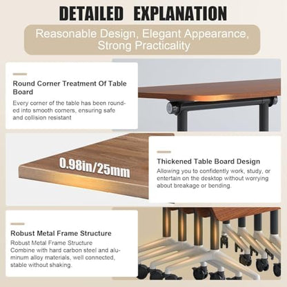 Folding Conference Room Tables, Modular Seminar Conference Table Modern Flip Top Training Meeting Tables, Conference Room Table with Wheels for Home Office Classr, 8 Pack 70.8inch