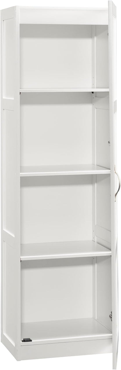 Sauder Miscellaneous Tall Storage Cabinet, Kitchen Pantry, Single Door with Adjustable Shelves, White Finish