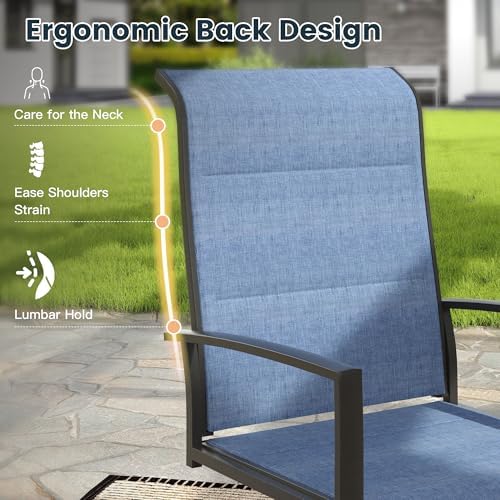 9PCS Outdoor Dining Set, 70.9" Rectangle Table, 8 Swivel Chairs, Blue