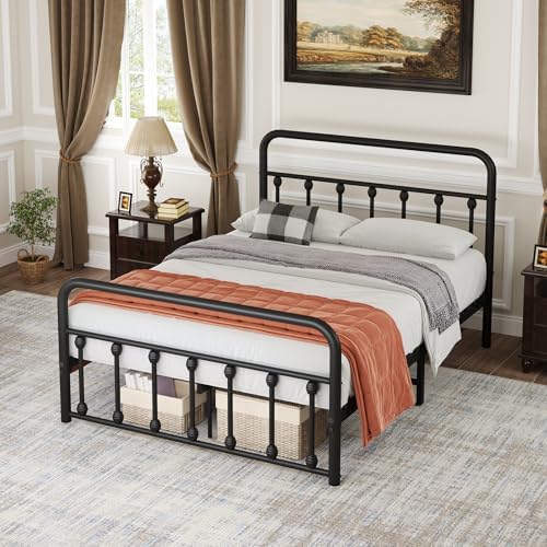 Full Size Bed Frame with Headboard, Metal Platform Bed Frame Full Size with Storage/No Box Spring Needed/Classic Headboard and Footboar (Full, Classic 01)
