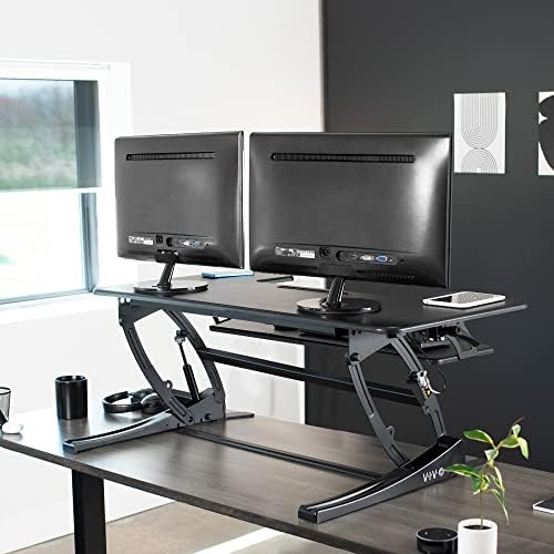 VIVO Dual Tier Standing Desk Converter, 42" Black Top