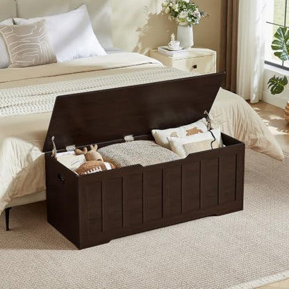 47.2" Storage Chest,19" Extra-Deep Storage Bench,72 Gal(Espresso)