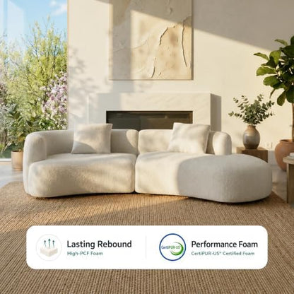 Acanva Formia Boucle Curved Sectional Couch for Living Room