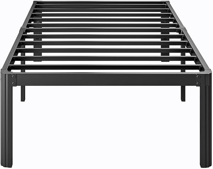 18 Inch High Twin Bed Frame No Box Spring Needed, Platform Metal Bed Frame Twin, Heavy Duty, Noise Free, Easy Assembly, Black