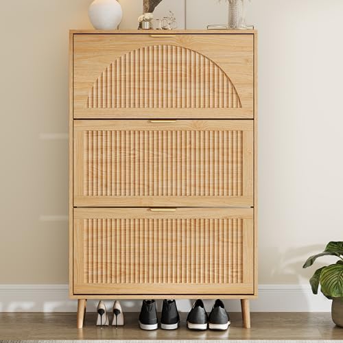 Shoe Cabinet Organizer with 3 Flip Drawers,Entryway Shoe Storage Cabinet
