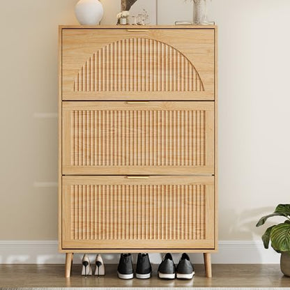 Shoe Cabinet Organizer with 3 Flip Drawers,Entryway Shoe Storage Cabinet