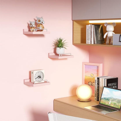 RYOFOBETTO Small Floating Shelf, 6X6 Inches Farmhouse Wall Shelves for Living Room, Bedroom, Picture Frames, Plants, Kitchen, Set of 3 (Pink and White)
