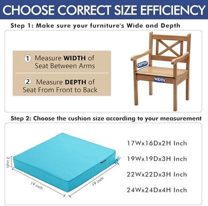Outdoor Chair Cushions Set of 2, 19 x 19 x 3 Inch Seat Pads