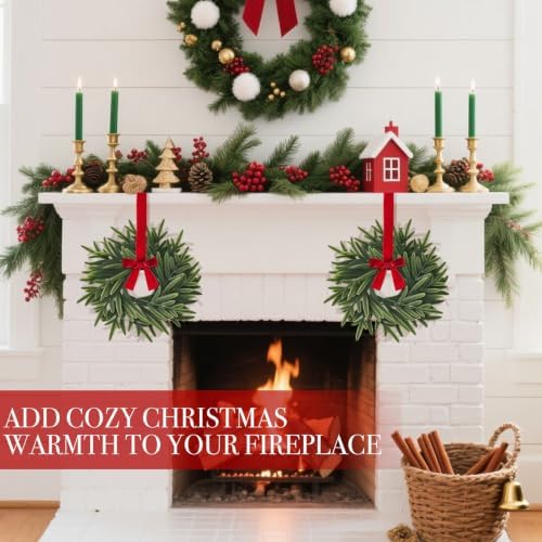 4 Pack 15'' Mini Christmas Wreath Small Christmas Kitchen Cabinet Wreaths