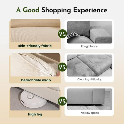 Valthie 80" Corduroy Loveseat Sofa, Modern Comfy Couches with Side Pocket, Living Room Couch, Couch for Bedroom and Small Spaces,2-Seater Sofa Beige
