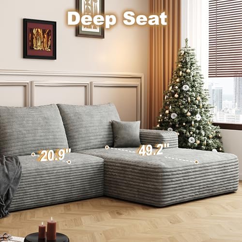 96" Sectional Couches for Living Room Cloud Couch Sofa with L-Shape Upholstered Boneless Couchs Modern Modular Sectional Couch with Chaise (Light Grey, 108" L Shaped with Right Facing Chaise)
