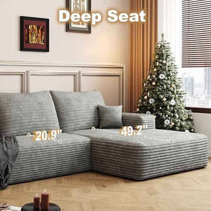 96" Sectional Couches for Living Room Cloud Couch Sofa with L-Shape Upholstered Boneless Couchs Modern Modular Sectional Couch with Chaise (Light Grey, 108" L Shaped with Right Facing Chaise)