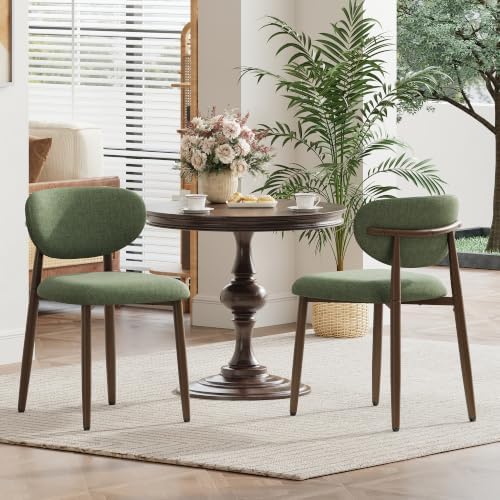 MALOL Upholstered Dining Chairs Set of 2 with Curved Back, Green